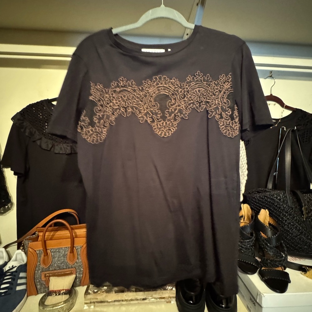 Sandro new Elegant Black Lace Detail Women's Top size 3